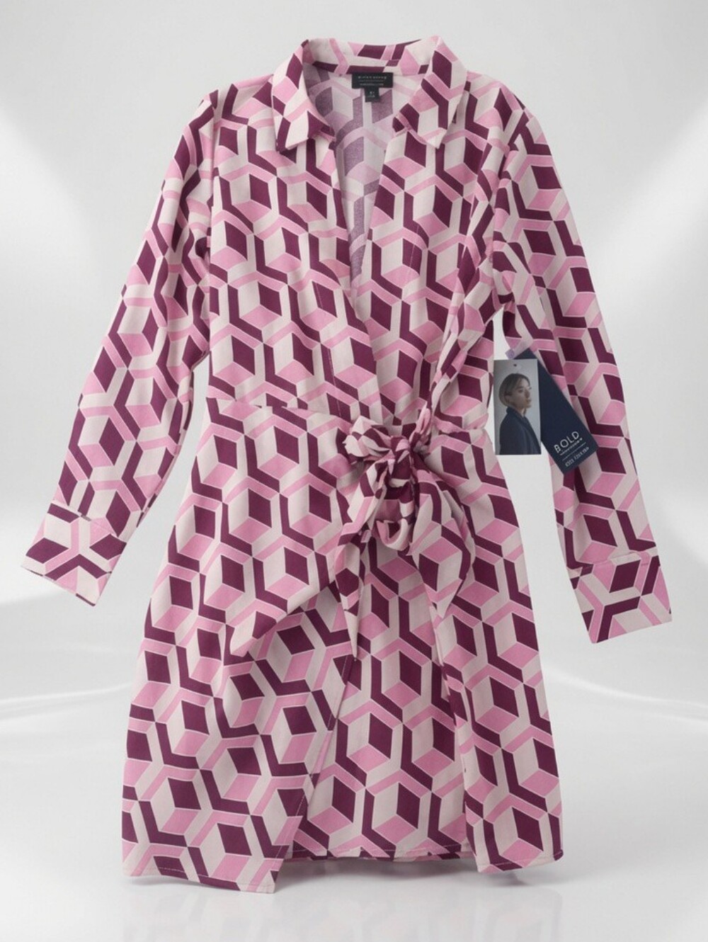 BOLD elements x Ally Brooke Pink & Berry Geometric Dress NWT
